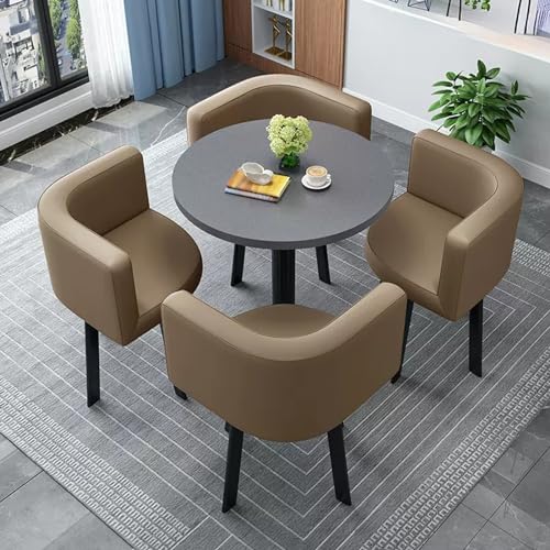 YKCITSQTR Office Reception Room Club Tisch und Stuhl Set, Speisestisch und Stuhlset, kleine Konferenzraumtische, platzsparende Möbel, für Lounge, Wohnzimmer (Farbe: Weiß+Blau a) von YKCITSQTR