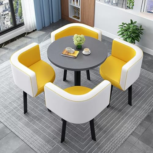 YKCITSQTR Office Reception Room Club Tisch und Stuhl Set, Speisestisch und Stuhlset, kleine Konferenzraumtische, platzsparende Möbel, für Lounge, Wohnzimmer (Farbe: Weiß+Blau a) von YKCITSQTR