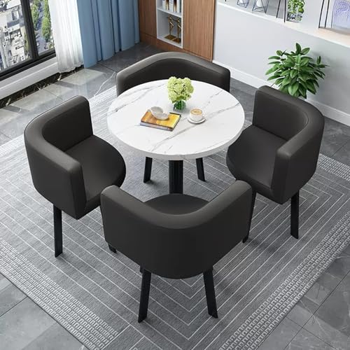YKCITSQTR Office Reception Room Club Tisch und Stuhl Set, Speisestisch und Stuhlset, kleine Konferenzraumtische, platzsparende Möbel, für Lounge, Wohnzimmer (Farbe: Weiß+Blau a) von YKCITSQTR