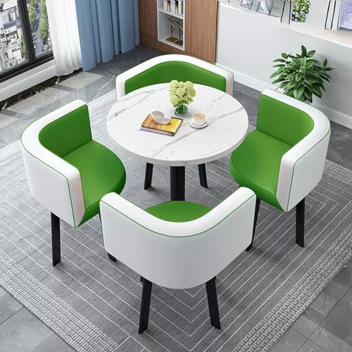 YKCITSQTR Office Reception Room Club Tisch und Stuhl Set, Speisestisch und Stuhlset, kleine Konferenzraumtische, platzsparende Möbel, für Lounge, Wohnzimmer (Farbe: Weiß+Blau a) von YKCITSQTR