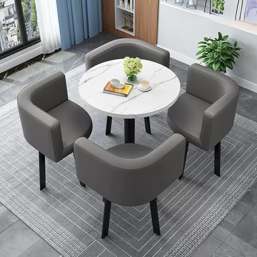 YKCITSQTR Office Reception Room Club Tisch und Stuhl Set, Speisestisch und Stuhlset, kleine Konferenzraumtische, platzsparende Möbel, für Lounge, Wohnzimmer (Farbe: Weiß+Blau a) von YKCITSQTR