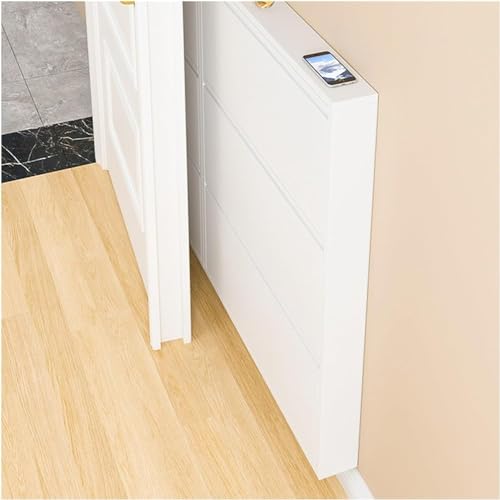 YKCITSQTR Raumsparende versteckte Schuhschrank mit Türen Wandschelf für kleine Räume ideal für Flur oder Schrank (65,5 cm 2-Tier 12,2 cm tief) von YKCITSQTR