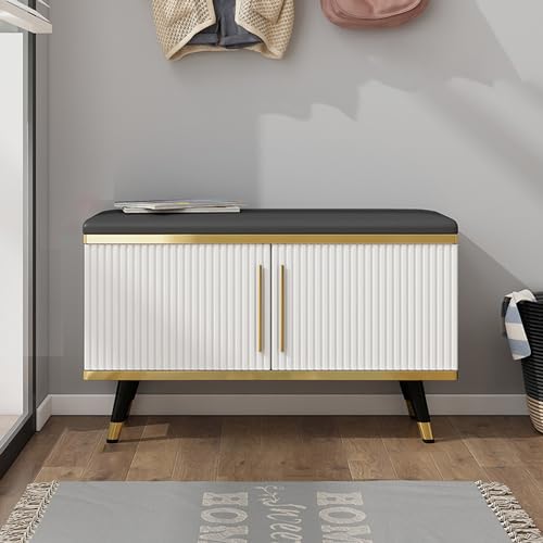 YKCITSQTR Schuhbank Holzschuh Rack Flur Schuhablagerung mit weichem Kissen Sitz für Eingang - Schuhbank Aufbewahrungsorganisatormöbel Möbel von YKCITSQTR
