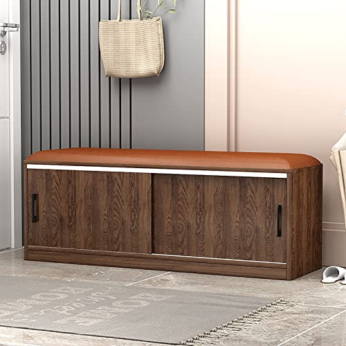 YKCITSQTR Schuhspeicherbank mit Sit -Kissen | Holzeingangsbank mit Lagerung und 2 Schränken | Ideal für Wohnzimmer und Schlafzimmer | 90 * 35 * 43 cm von YKCITSQTR