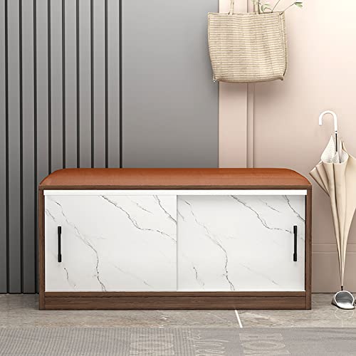 YKCITSQTR Schuhspeicherbank mit Sit -Kissen | Holzeingangsbank mit Lagerung und 2 Schränken | Ideal für Wohnzimmer und Schlafzimmer | 90 * 35 * 43 cm von YKCITSQTR