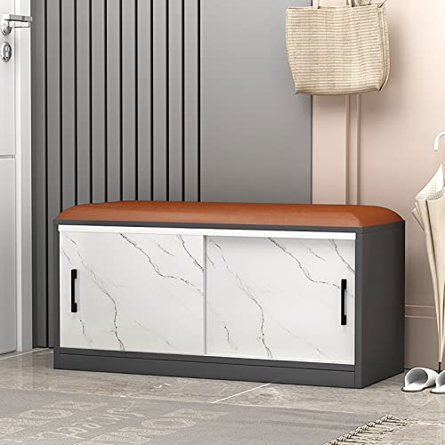 YKCITSQTR Schuhspeicherbank mit Sit -Kissen | Holzeingangsbank mit Lagerung und 2 Schränken | Ideal für Wohnzimmer und Schlafzimmer | 90 * 35 * 43 cm von YKCITSQTR
