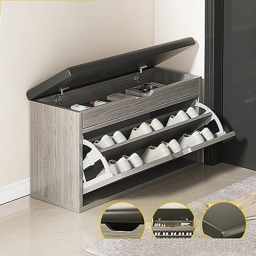 YKCITSQTR Schuhspeicherorganisator mit Sitzbank, freistehende Schuhschrank, schmale Schuhregal -Organizerregale mit Flipentüren YKCITSQTR Schuhspeicherorganisator mit Sitzbank, freistehende Schuhschrank, schmale Schuhregal -Organizerregale mit Flipentüren von YKCITSQTR