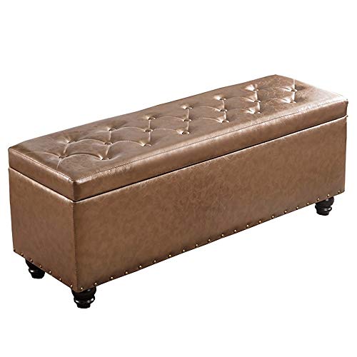 YKCITSQTR Storage Ottoman Bank, Klappschuhschrank mit Deckel - rechteckiger hölzerner, gepolsterter Fußstopp für Wohnzimmer, Flur - PU -Ledersitz von YKCITSQTR