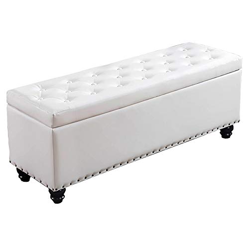 YKCITSQTR Storage Ottoman Bank, Klappschuhschrank mit Deckel - rechteckiger hölzerner, gepolsterter Fußstopp für Wohnzimmer, Flur - PU -Ledersitz von YKCITSQTR
