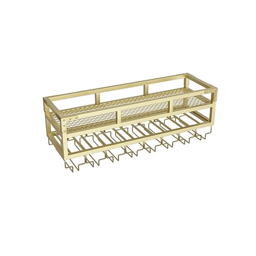 YKCITSQTR Verstellbares Hangsriegel Weinglasregal Rustikaler Deckenglaslager für Verschiedene Arten von Becher, Weinregal Wandmontage Glas Rack Bar, Industrie -Wandmontage Weinständer, Wandwein Ra von YKCITSQTR