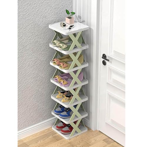 YKCITSQTR Vertikaler stapelbarer Schuhregal Organizer für Eingangsscheibe -Kleiderschrank -Spar -Schuhschuhschrank mit 9 Stufen (10,24 "WX9.45 DX50.99 H Green) von YKCITSQTR