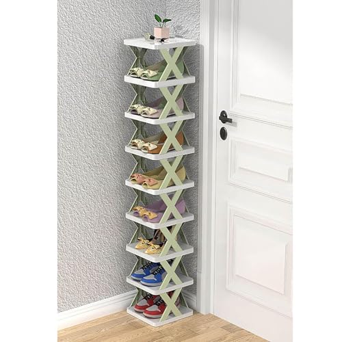 YKCITSQTR Vertikaler stapelbarer Schuhregal Organizer für Eingangsscheibe -Kleiderschrank -Spar -Schuhschuhschrank mit 9 Stufen (10,24 "WX9.45 DX50.99 H Green) von YKCITSQTR