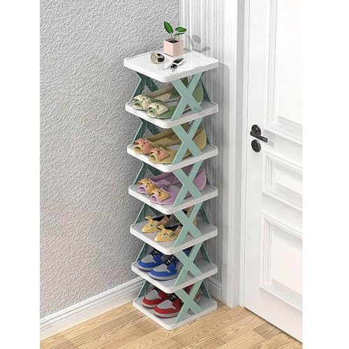 YKCITSQTR Vertikaler stapelbarer Schuhregal Organizer für Eingangsscheibe -Kleiderschrank -Spar -Schuhschuhschrank mit 9 Stufen (10,24 "WX9.45 DX50.99 H Green) von YKCITSQTR