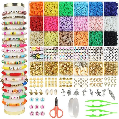 YKDLLF Perlen für Armbänder Set Schmuck Perlen für Pastell DIY Halsketten Schmuckherstellung Kit Buchstabenperlen zum Armbänder Rund Perlen für Auffädeln Alphabet (A) von YKDLLF