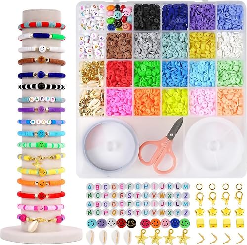 YKDLLF Perlen für Armbänder Set Schmuck Perlen für Pastell DIY Halsketten Schmuckherstellung Kit Buchstabenperlen zum Armbänder Rund Perlen für Auffädeln Alphabet (C) von YKDLLF