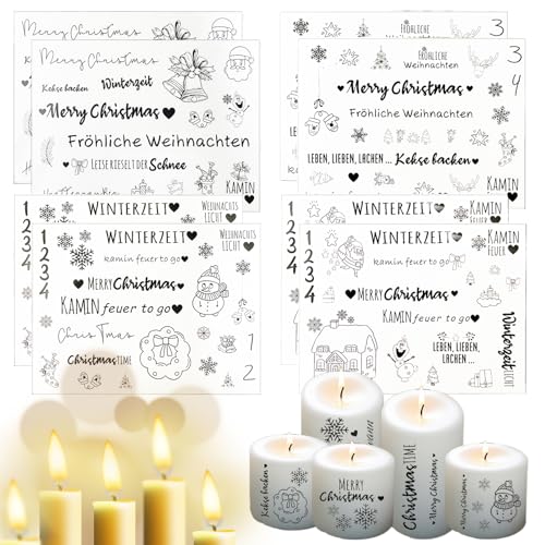 YKHSUAOU 8PCS Kerzentattoos Weihnachten,Kerzentattoos，Kerzenaufkleber sticker,Dekorieren Sprüche Glückslicht Lieblingsmens Wunschlicht Kerzenfolie,Kerzensprüche (Schwarz) von YKHSUAOU