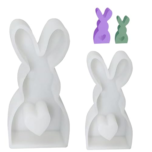 YKHSUAOU Ostern Silikonform,2 Stück Silikonformhase engle,Silikonformhase engle,3D Kaninchen Gießform Ostern,3D Hasen Kerzenformen,3D Kreative Silikonform für Kerzenherstellung von YKHSUAOU