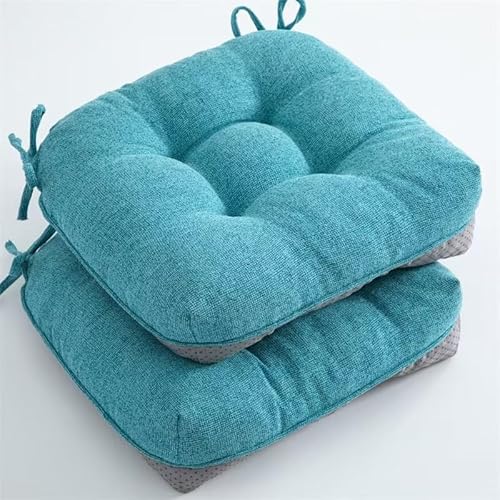 2er-Pack Sitzkissen for den Außenbereich, saisonale getuftete Stuhlkissen, mit Bändern for die Terrasse im Innen- und(Blue 2) von YKJGRTF