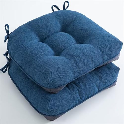 2er-Pack Sitzkissen for den Außenbereich, saisonale getuftete Stuhlkissen, mit Bändern for die Terrasse im Innen- und(Blue 4) von YKJGRTF
