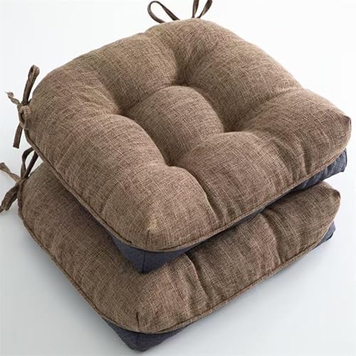 2er-Pack Sitzkissen for den Außenbereich, saisonale getuftete Stuhlkissen, mit Bändern for die Terrasse im Innen- und(Brown) von YKJGRTF