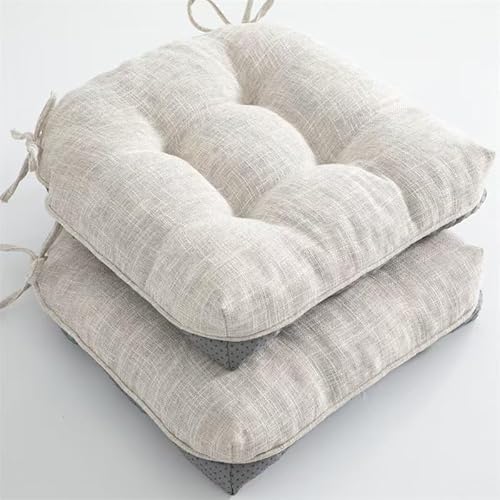 2er-Pack Sitzkissen for den Außenbereich, saisonale getuftete Stuhlkissen, mit Bändern for die Terrasse im Innen- und(Gray 4) von YKJGRTF