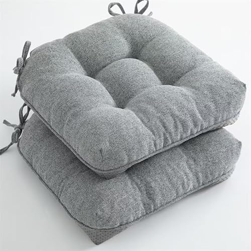 2er-Pack Sitzkissen for den Außenbereich, saisonale getuftete Stuhlkissen, mit Bändern for die Terrasse im Innen- und(Gray3) von YKJGRTF