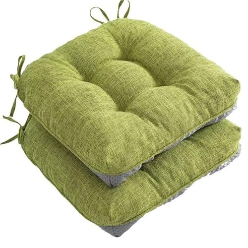 2er-Pack Sitzkissen for den Außenbereich, saisonale getuftete Stuhlkissen, mit Bändern for die Terrasse im Innen- und(Green 2) von YKJGRTF