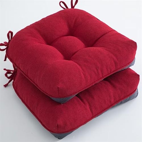 2er-Pack Sitzkissen for den Außenbereich, saisonale getuftete Stuhlkissen, mit Bändern for die Terrasse im Innen- und(Red 2) von YKJGRTF