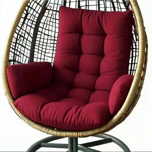 Eierstuhlkissen for drinnen und draußen, Ersatz-Sitzkissen for Hängekörbe, Hängematten-Schaukelkissen mit Armlehne(Dark red) von YKJGRTF