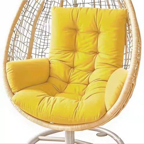 Eierstuhlkissen for drinnen und draußen, Ersatz-Sitzkissen for Hängekörbe, Hängematten-Schaukelkissen mit Armlehne(Yellow) von YKJGRTF