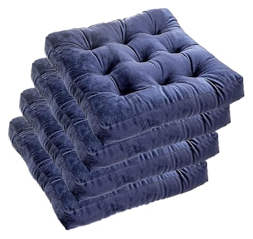 Marineblaues Kissen, Stuhlkissen, quadratische Stuhlpolster, bequem und weich for den Innenbereich, Esszimmer, Wohnzimmer, Küche, Bürostuhl, Arbeitszimmer, Reisen, rutschfest, dick(16x16in(Set of 4)) Marineblaues Kissen, Stuhlkissen, quadratische Stuhlpolster, bequem und weich for den Innenbereich, Esszimmer, Wohnzimmer, Küche, Bürostuhl, Arbeitszimmer, Reisen, rutschfest, dick(16x16in(Set of 4)) von YKJGRTF
