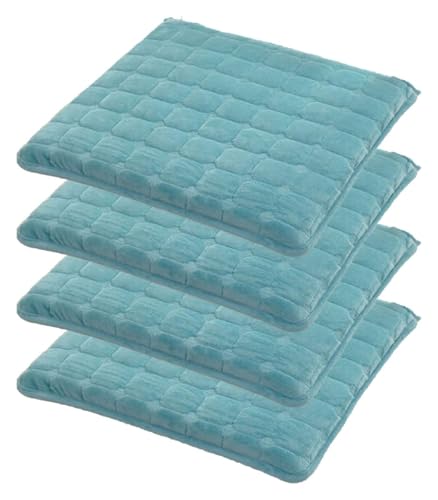 Quadratische Stuhlkissenpolster mit Bändern, 4 cm Dickes Spitzenkissen for Küchen-Esszimmerstuhlpolster und Sitzkissen-Stuhlkissen(Blue,17.7INCH(4PCS)) von YKJGRTF