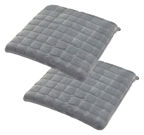 Quadratische Stuhlkissenpolster mit Bändern, 4 cm Dickes Spitzenkissen for Küchen-Esszimmerstuhlpolster und Sitzkissen-Stuhlkissen(Gray 1,15.7INCH(2PCS)) von YKJGRTF