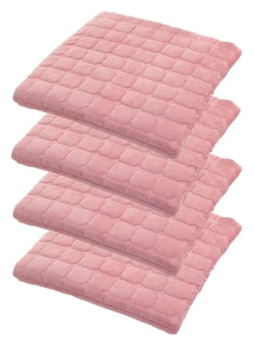 Quadratische Stuhlkissenpolster mit Bändern, 4 cm Dickes Spitzenkissen for Küchen-Esszimmerstuhlpolster und Sitzkissen-Stuhlkissen(Pink,17.7INCH(4PCS)) von YKJGRTF