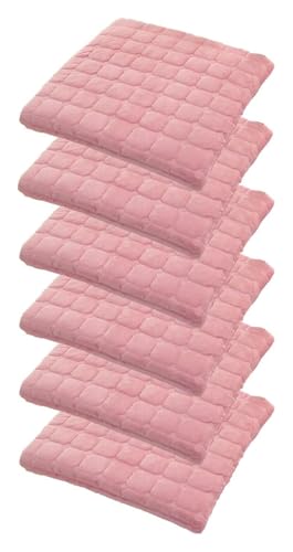 Quadratische Stuhlkissenpolster mit Bändern, 4 cm Dickes Spitzenkissen for Küchen-Esszimmerstuhlpolster und Sitzkissen-Stuhlkissen(Pink,19.7INCH(6PCS)) von YKJGRTF