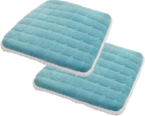 Quadratische Stuhlpolster, 4 cm Dickes Spitzenkissen, rutschfestes Sitzkissen, stapelbares Küchenstuhlkissen mit Bändern(Blue,40CM/15.7INCH(2PCS)) von YKJGRTF