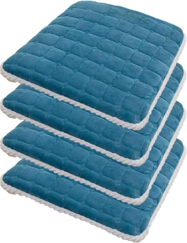 Quadratische Stuhlpolster, 4 cm Dickes Spitzenkissen, rutschfestes Sitzkissen, stapelbares Küchenstuhlkissen mit Bändern(Blue 1,40CM/15.7INCH(4PCS)) von YKJGRTF