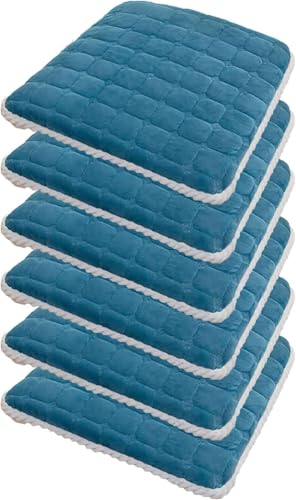 Quadratische Stuhlpolster, 4 cm Dickes Spitzenkissen, rutschfestes Sitzkissen, stapelbares Küchenstuhlkissen mit Bändern(Blue 1,45CM/17.7INCH(6PCS)) von YKJGRTF