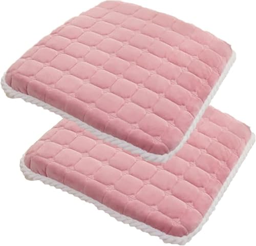 Quadratische Stuhlpolster, 4 cm Dickes Spitzenkissen, rutschfestes Sitzkissen, stapelbares Küchenstuhlkissen mit Bändern(Pink,45CM/17.7INCH(2PCS)) von YKJGRTF