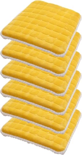 Quadratische Stuhlpolster, 4 cm Dickes Spitzenkissen, rutschfestes Sitzkissen, stapelbares Küchenstuhlkissen mit Bändern(Yellow,50CM/19.7INCH(6PCS)) von YKJGRTF