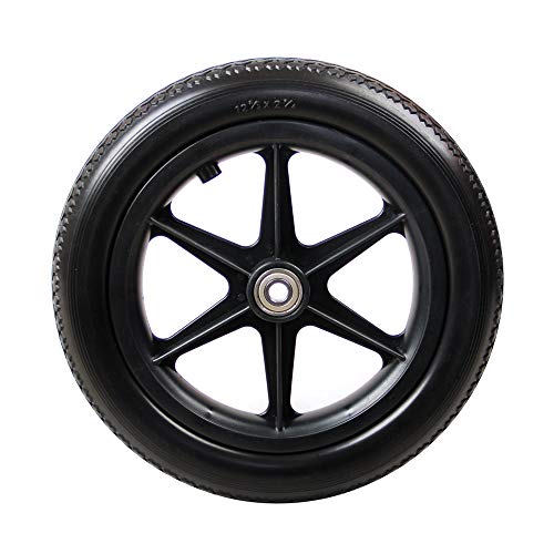 Rollen und Räder, Universalrad, 12 Zoll, hellgrau/schwarz, Rollstuhlzubehör, Hinterrad, PU-Reifen, nicht aufblasbare, manuelles Rollstuhl-Hinterrad(Black) von YKJGRTF