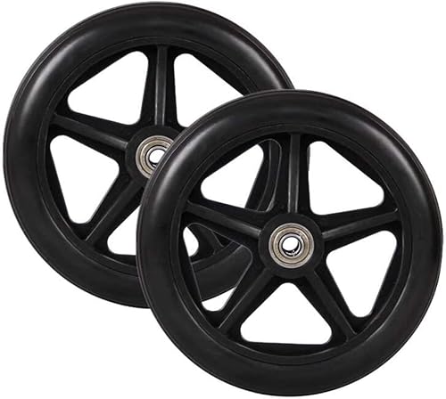 Rollen und Räder, Universalrad ， Schwarzes 6-Zoll-Rollstuhlzubehör Kleines Vorderrad, PU-Vollrad, verschleißfestes Stahlrahmenlager von YKJGRTF