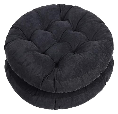 Runde Stuhlkissen, 22 x Zoll, Kissen for Terrassenmöbel, Sitzpolster, Meditation, Wohnzimmer, Sofa, Balkon, 2er-Set(Black) von YKJGRTF