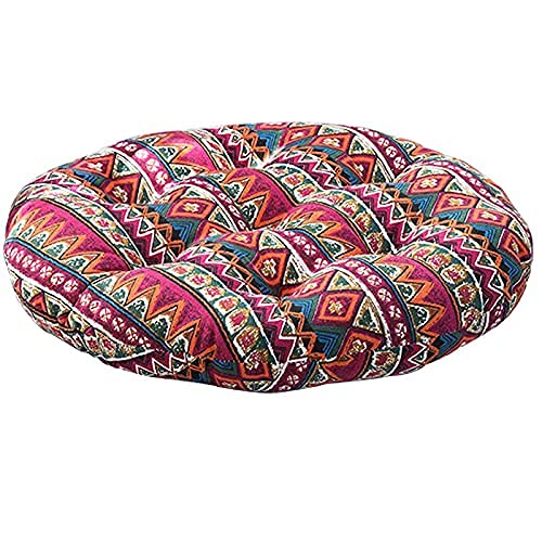 Runde Stuhlpolster 22×22 Zoll, dekoratives Bodenkissen im bedruckten Stil for drinnen und draußen, Stuhlkissen for Terrassenmöbel, Esszimmer, Wohnzimmer, Sofa, Balkon(Red) von YKJGRTF