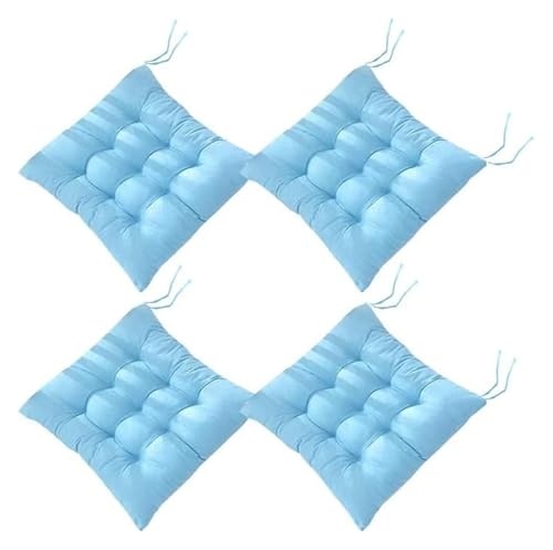 Set mit 4 quadratischen Stuhlpolstern, Stuhlsitzpolster Bändern, buntes Stuhlkissen, Sitzpolster for Esszimmerstuhl, Garten, Küche, Büro, Schule, 40,6 x, cm(Blue) von YKJGRTF
