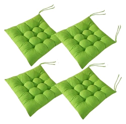 Set mit 4 quadratischen Stuhlpolstern, Stuhlsitzpolster Bändern, buntes Stuhlkissen, Sitzpolster for Esszimmerstuhl, Garten, Küche, Büro, Schule, 40,6 x, cm(Green) von YKJGRTF