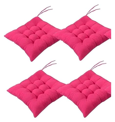 Set mit 4 quadratischen Stuhlpolstern, Stuhlsitzpolster Bändern, buntes Stuhlkissen, Sitzpolster for Esszimmerstuhl, Garten, Küche, Büro, Schule, 40,6 x, cm(RED) von YKJGRTF