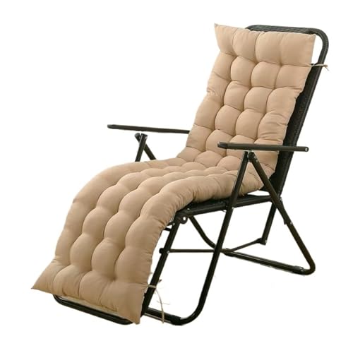 Sonnenliege-Stuhlkissen, Sundlight-Terrassenkissen, Chaiselongue, Outdoor-Matratze, Gartenliege, gesteppt, dick gepolstertes Sitzkissen, Liegestuhl(Beige,18.9"x64.2") von YKJGRTF
