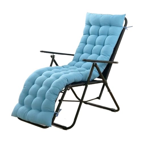 Sonnenliege-Stuhlkissen, Sundlight-Terrassenkissen, Chaiselongue, Outdoor-Matratze, Gartenliege, gesteppt, dick gepolstertes Sitzkissen, Liegestuhl(Blue 2,21.7"x64.2") von YKJGRTF