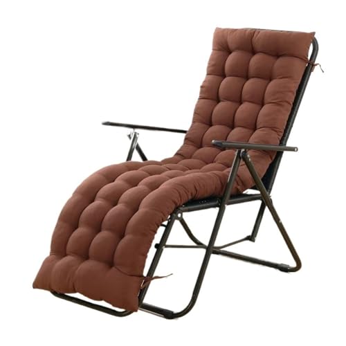 Sonnenliege-Stuhlkissen, Sundlight-Terrassenkissen, Chaiselongue, Outdoor-Matratze, Gartenliege, gesteppt, dick gepolstertes Sitzkissen, Liegestuhl(Brown,18.9"x60.2") von YKJGRTF